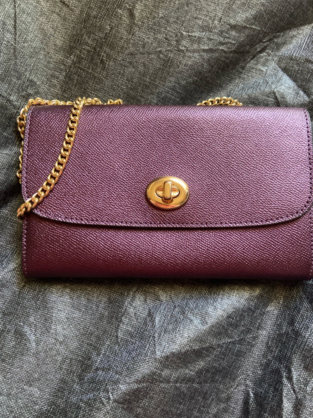 Coach Metallic Turnlock Chain Crossbody EUC